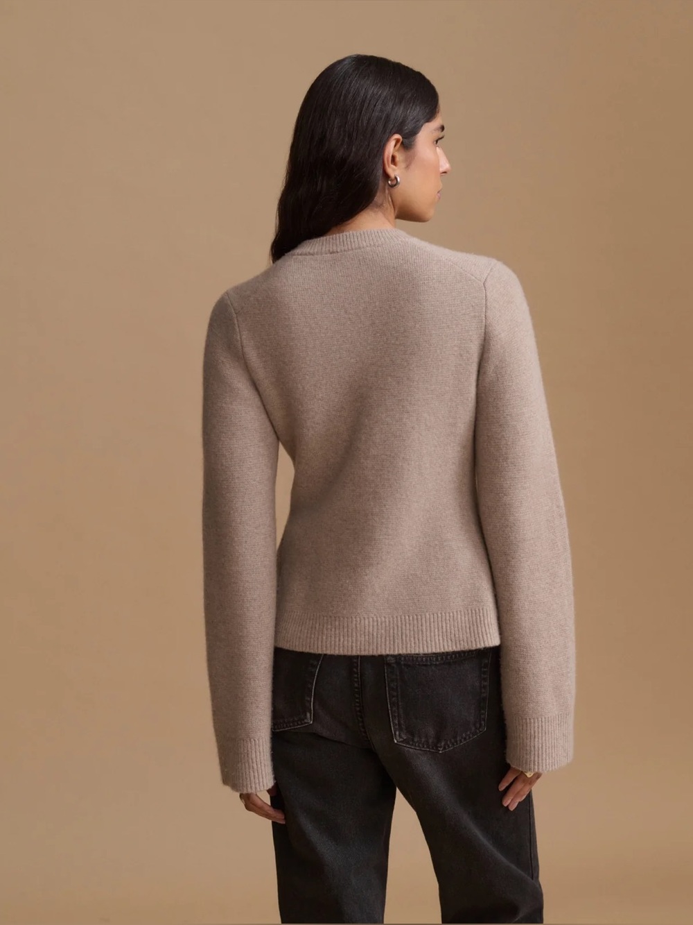 Jenni Kayne Cooper Cardigan Taupe Wool Cashmere Button Front Patch Pockets XL - Picture 4 of 10